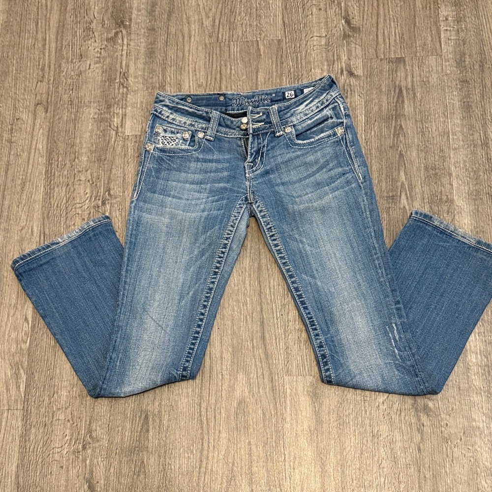 Miss Me Denim Boot Cut Jeans with Embellished Pockets - Picture 2 of 7